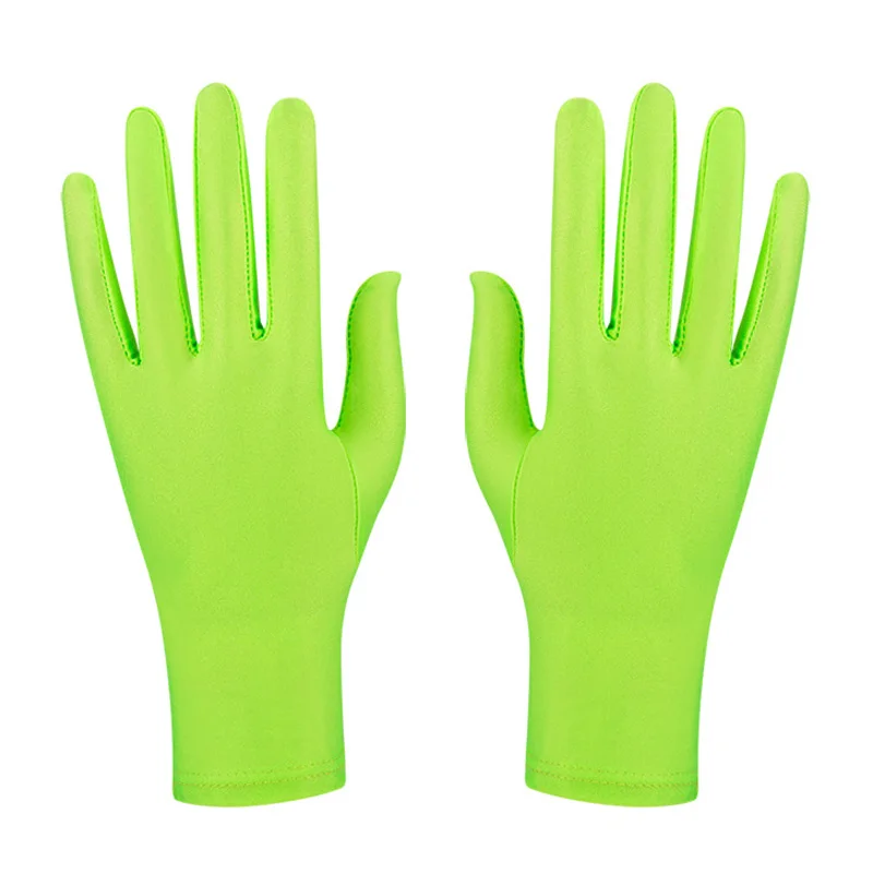 Outdoor Stretch Sunscreen Gloves Bright Color Etiquette Costume Prom Party Gloves Fashion Stage Performance Full Fingers Mittens