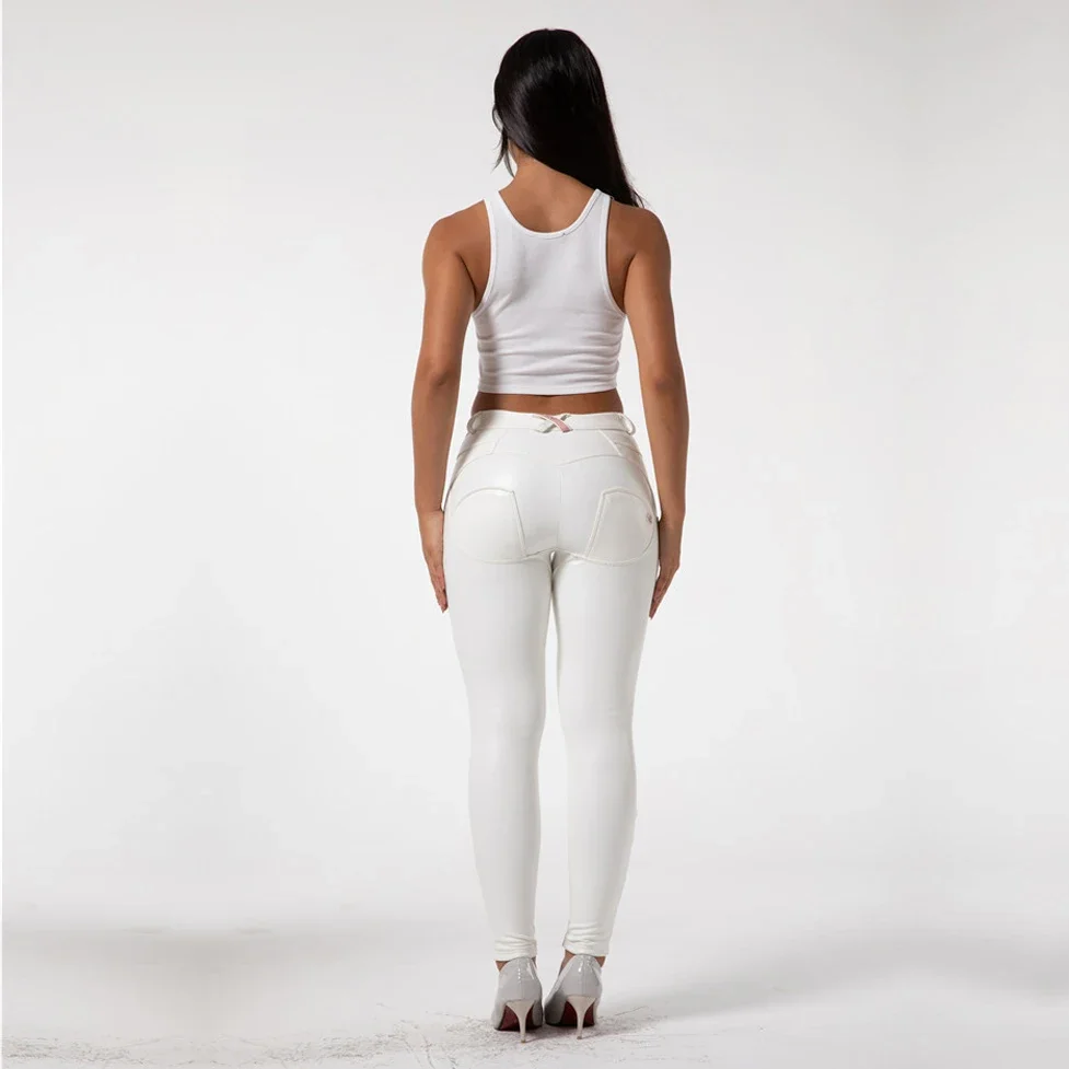 

Shascullfites Scrunch Butt Lift Pants White Leather Trousers Womens Female Leather Pants Skinny Compression Jogger Pants Female