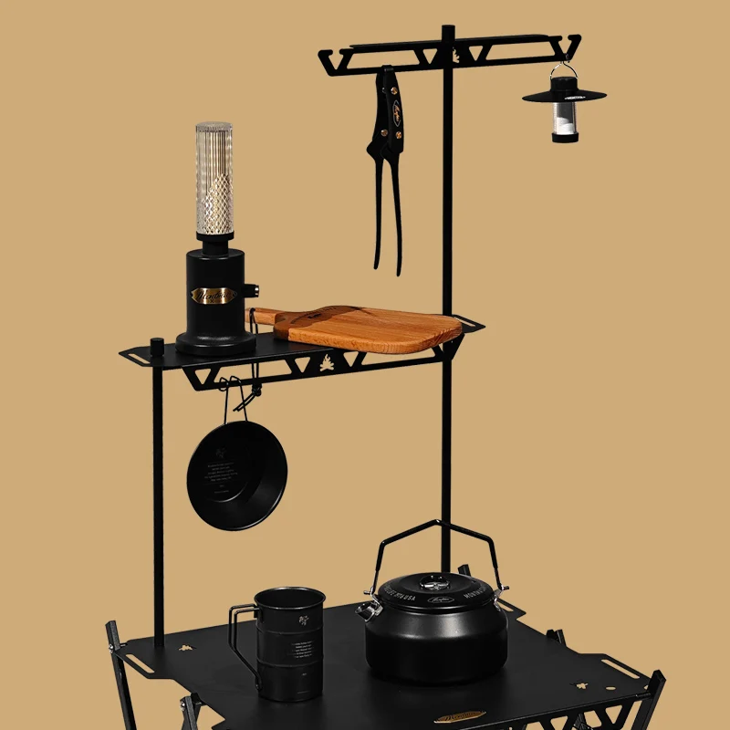 

Black gold table and chair set balcony outdoor living room tea table coffee table folding storage car camping