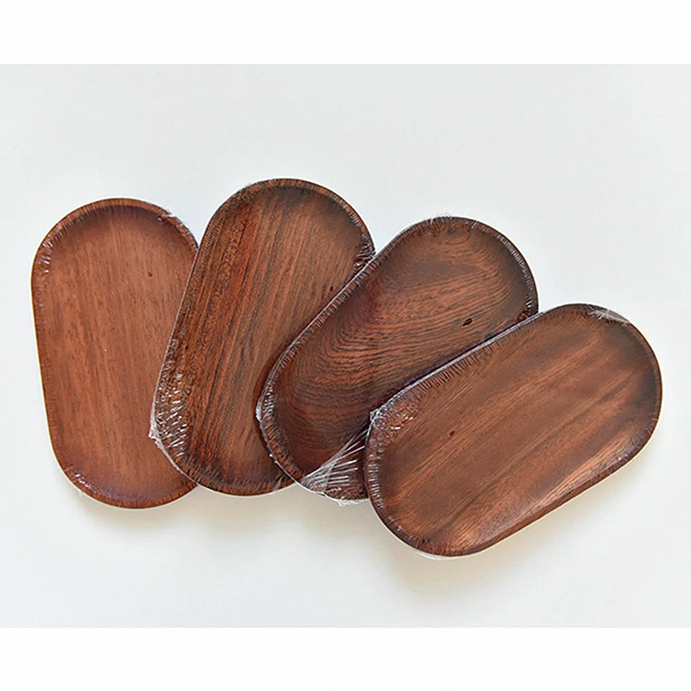 صينية تقديم زخرفية خشبية بيضاوية الشكل، منظم عرض خشبي لأدوات المائدة والوجبات الخفيفة والفواكه #4