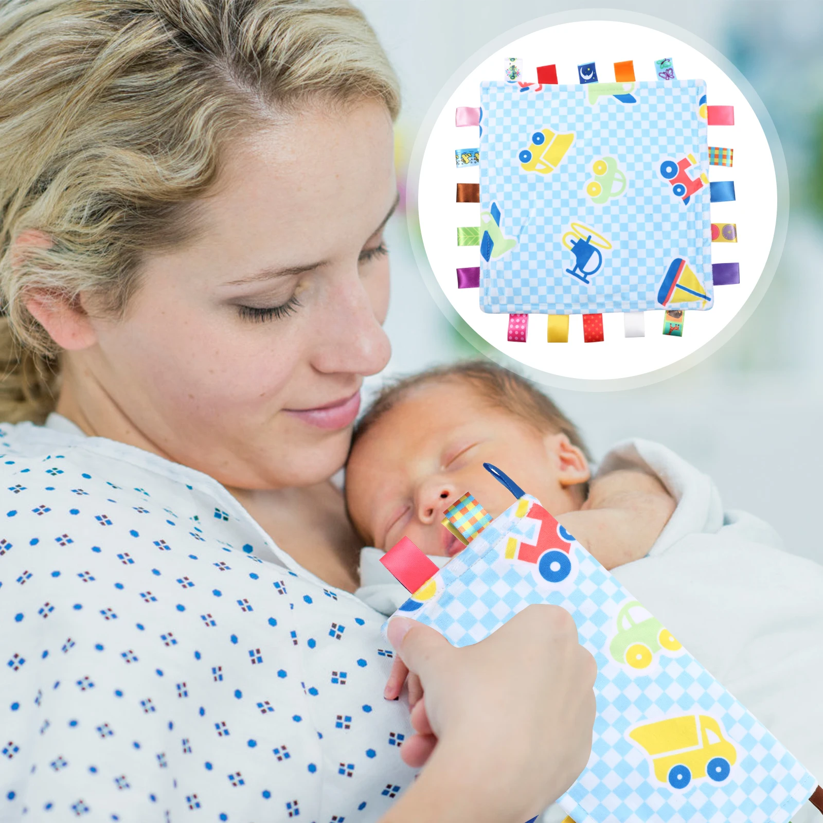 

Cartoon Security Tag Blanket Touch Blanket Colorful Satin Tags Appease Towel For Newborn Infant 0-24 Months