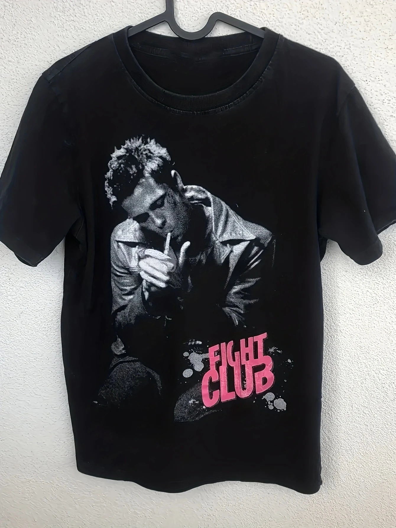 Men's' Fight Club 'Pattern T-shirt - Black Round Neck Style Suitable for Any Season's Eye-catching Printed T-shirt