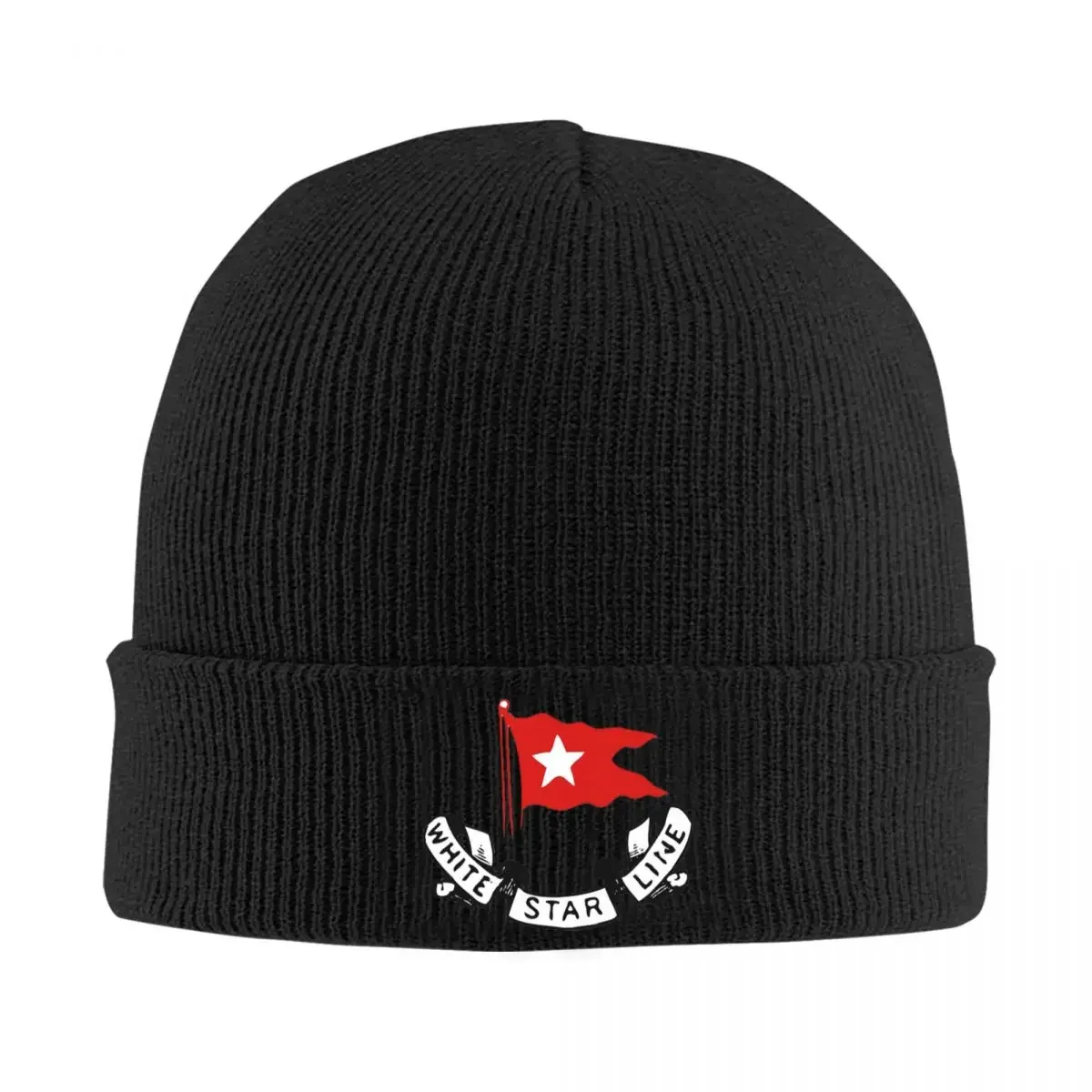 Titanic White Star Line - Red Flag With Star Logo Warm Knitted Cap Hip Hop Bonnet Hat Autumn Winter Outdoor Beanies Hats for Men