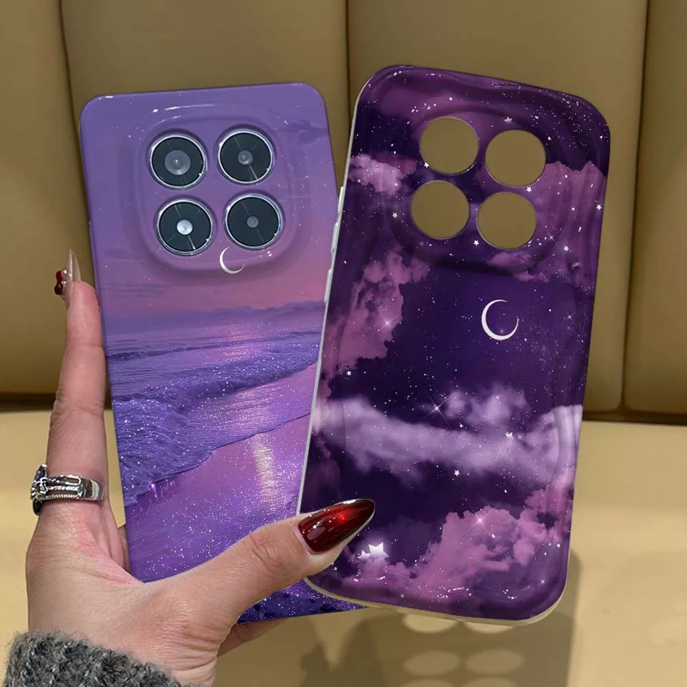 

Glittering Purple Moon Beach Cover For Xiaomi Redmi Note 15 14 13 12 11 10 8 Pro Plus Feilin Phone Case Wave Oil Phone Case