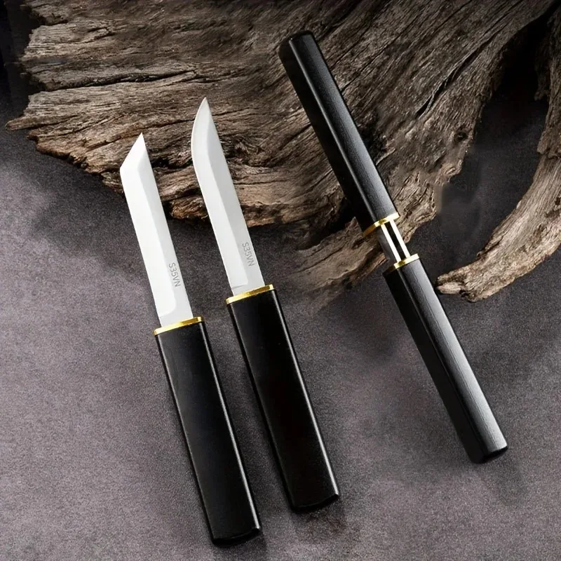 Stainless steel fruit knife, barbecue cleaver, two-blade steak knife with scabbard, EDC Handy Outdoor Camping Knife