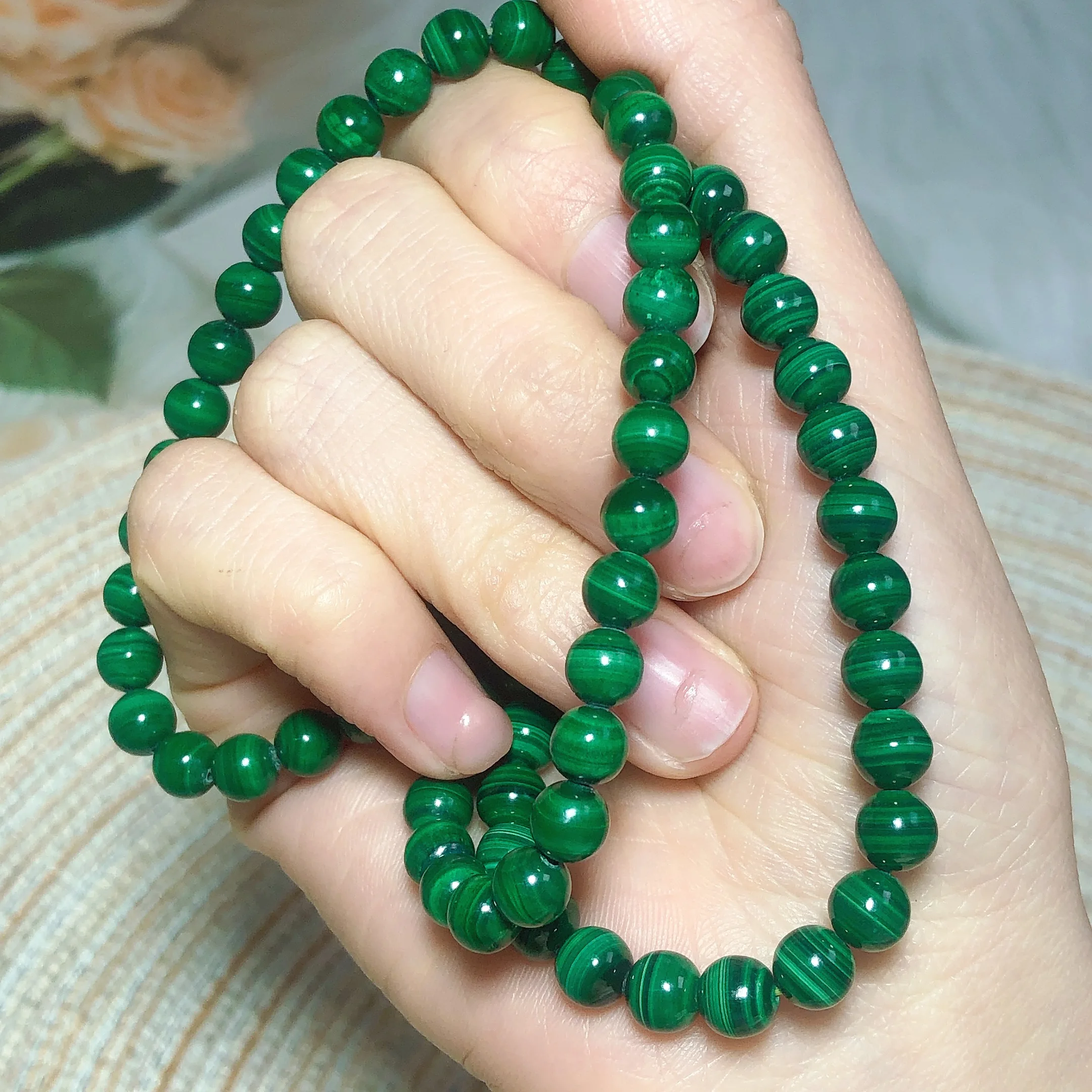 

Natural Crystals Malachite Bracelet Elastic Healing Gemstones Spiritual Growth Gift Women Men Jewelry Ornament