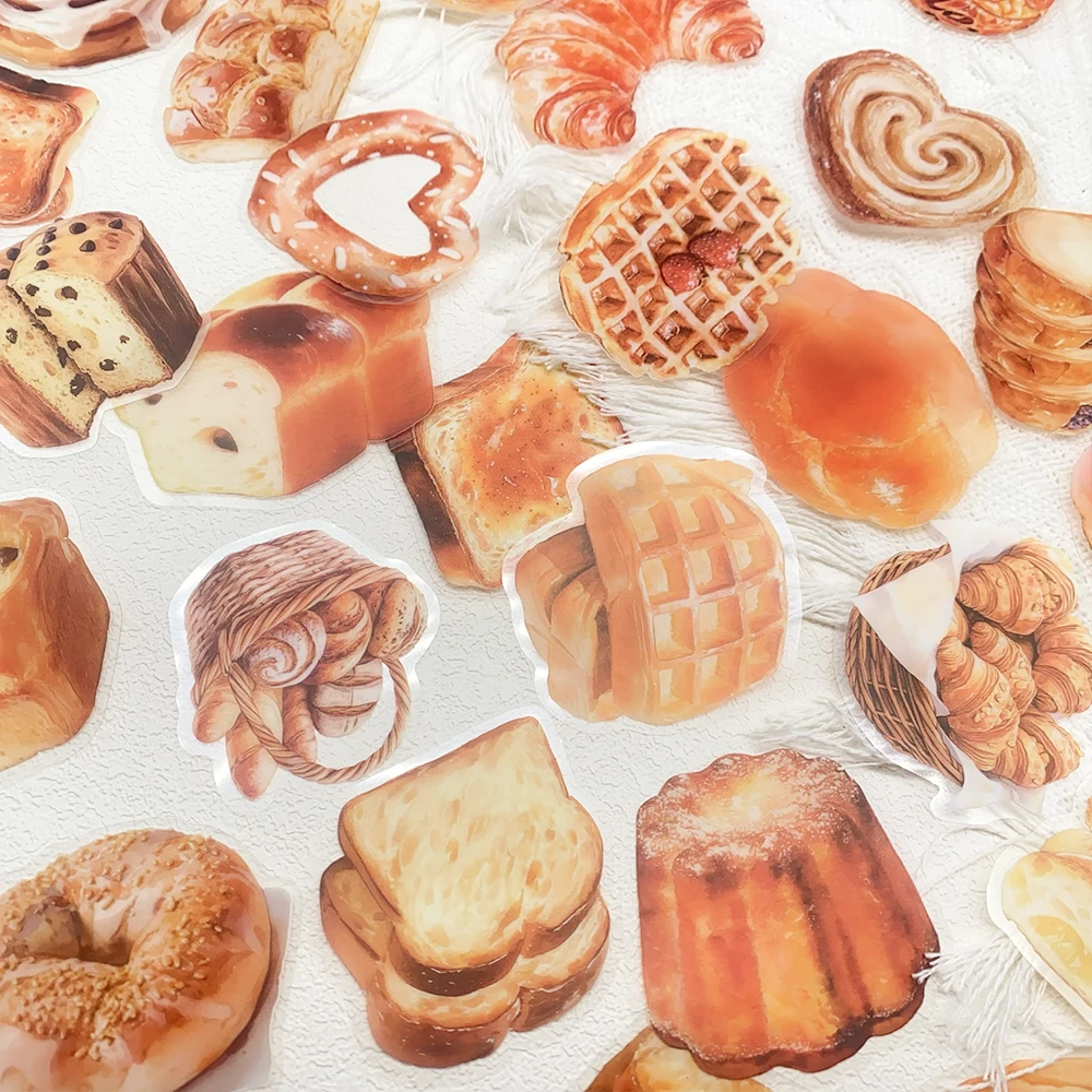 50pcs Baking Bread Transparent PET Stickers Decals For Phone Laptop Refrigerator Suitcase DIY Aesthetic Waterproof Stickers