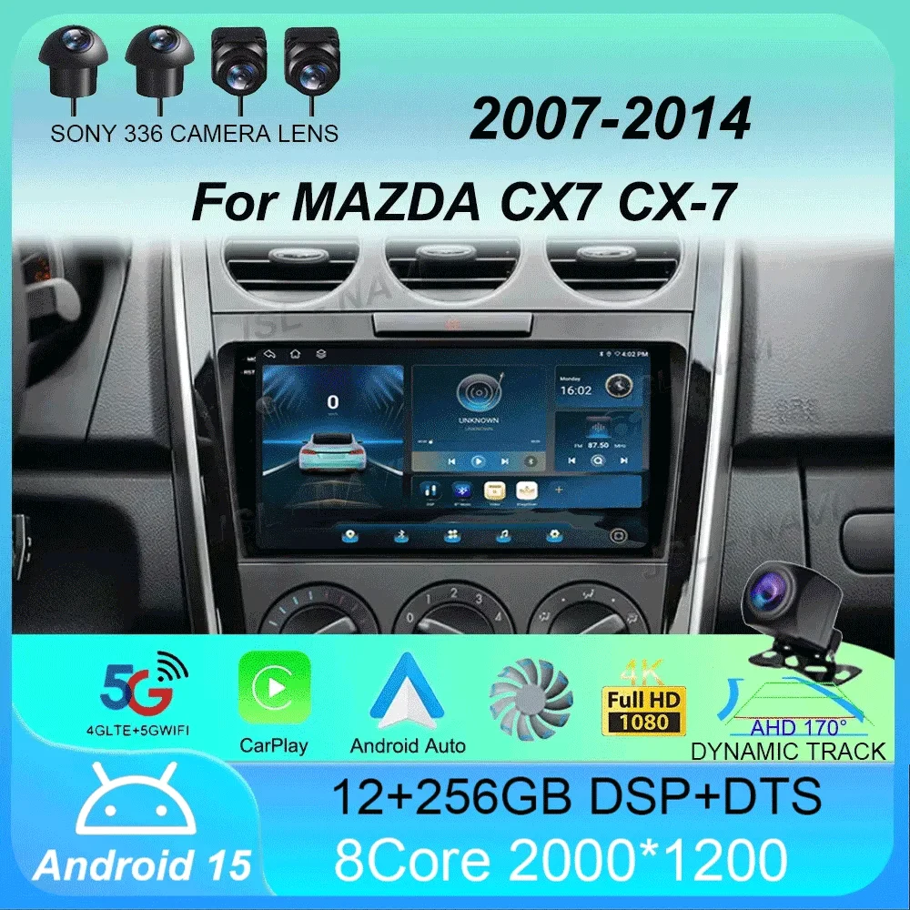

Car Radio Android 15 Carplay For MAZDA 2007 2008 2009 2010 - 2014 CX-7 CX7 CX 7 Navigation GPS Multimedia Player stereo wifi BT