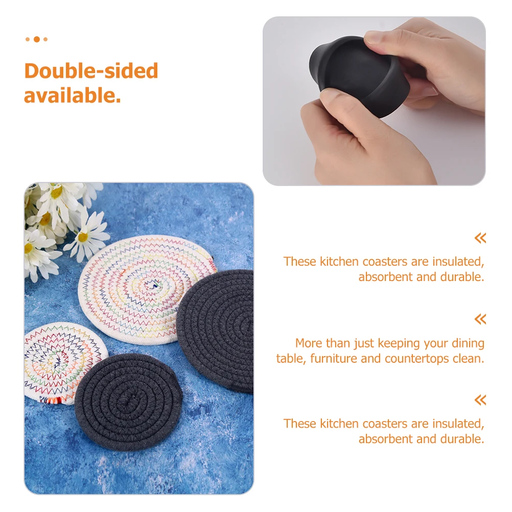 

5 Pcs Bohemian Insulation Pads Rustic Decor Woven Coasters Cotton Rope Placemats