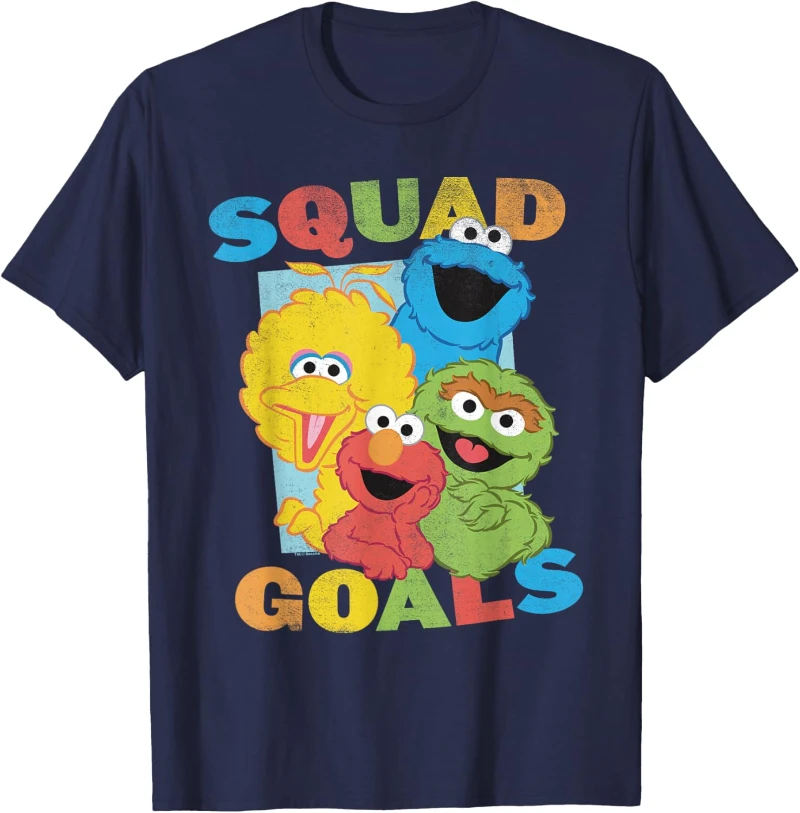 Sesame Street Character Squares T-Shirt  Costume T-Shirt Graphic Sweatshirt] Cute Cartoon Character, Soft Stretchy Fabric