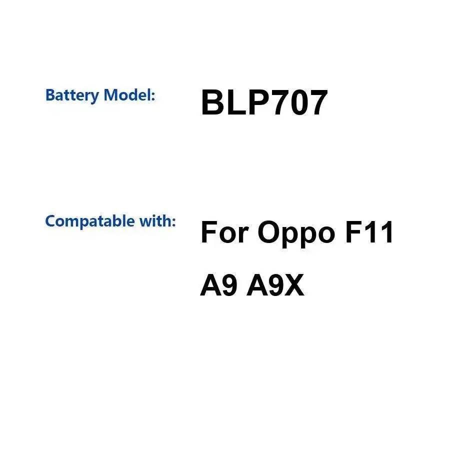 

Высокоэффективный аккумулятор мобильного телефона 3910 мАч BLP707 для Oppo F11 A9 A9X