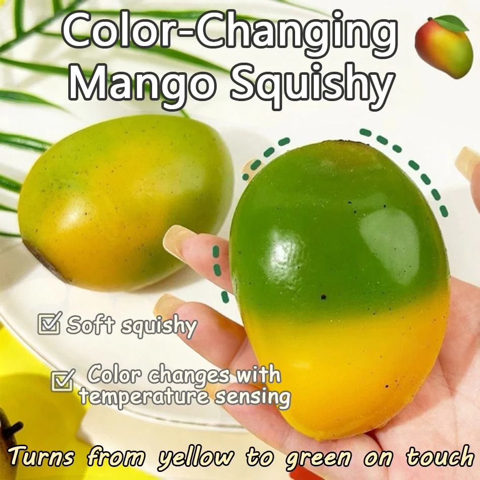 1/2/3pcs Handmade Crispy Mango Stress Ball Squeeze Toy, Color-Changing Mango Squishy Fidget Ball, ASMR Sensory Stress Relief Toy