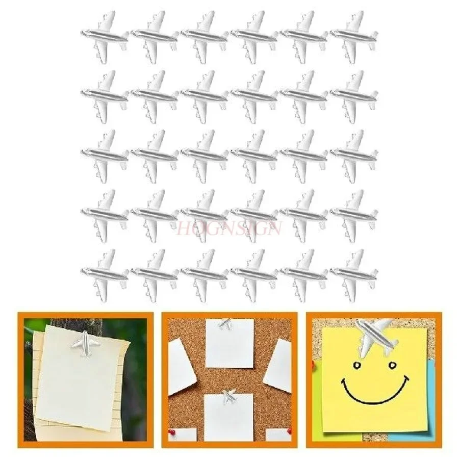 30Pcs Cork Board Aircraft Pushpin Map Nails Metal Notes