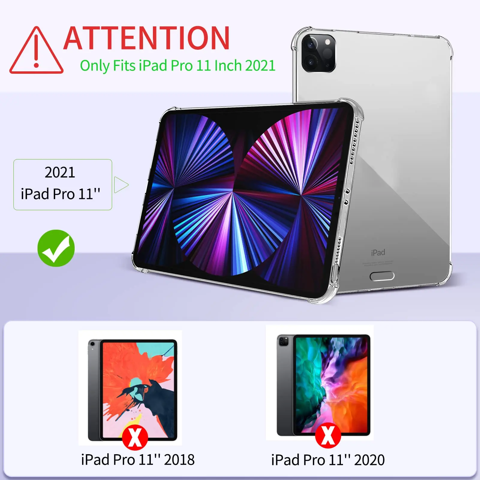 Capa para iPad Pro 11 2021 Capa protetora transparente de 3ª geração para iPad Pro 11 polegadas 2021 Capa protetora TPU à prova de choque