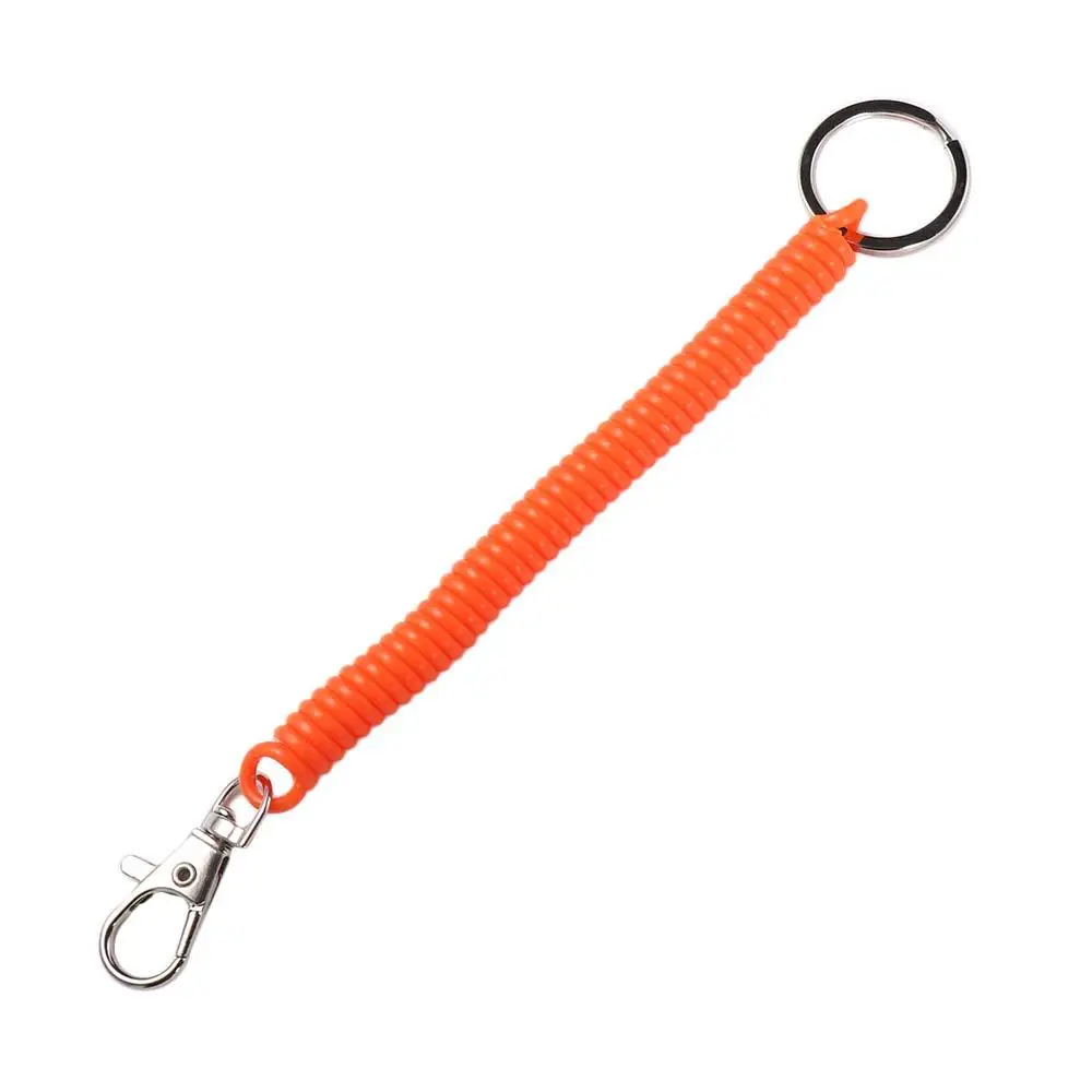 Multicolor Keyring Security Gear Wrist Coil Spring Rope Key Ring Elastic Ropes Key Cord Clasp Spiral Stretch Keychain