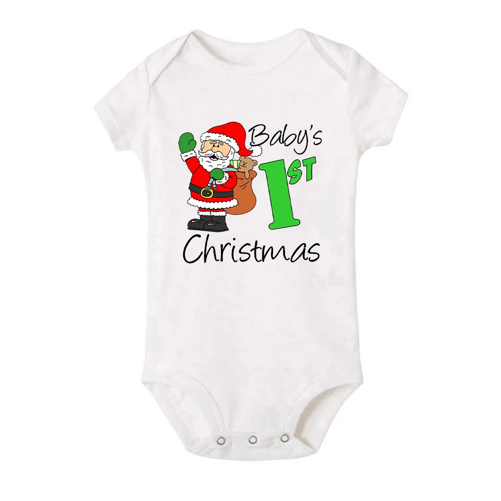 It Is My First Christmas Baby Short Sleeve Romper Toddler Baby Boy Girl Clothes Outfit Bodysuit Newborn Ropa Xmas Best Gifts