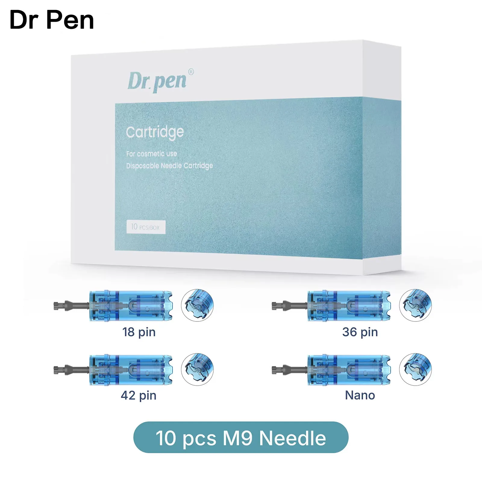 New Dr. pen M9 Cartridge : 18/36/42/ Round Nano pin Anti-Backflow Bayonet Heads with Chip-Controlled Adjustable Length Derma Pen