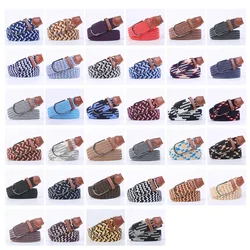 New Women's Men's Canvas Belt High Quality Elastic Casual Woven Waist Strap Needle Buckle Belts for Men Women 107/120/130cm