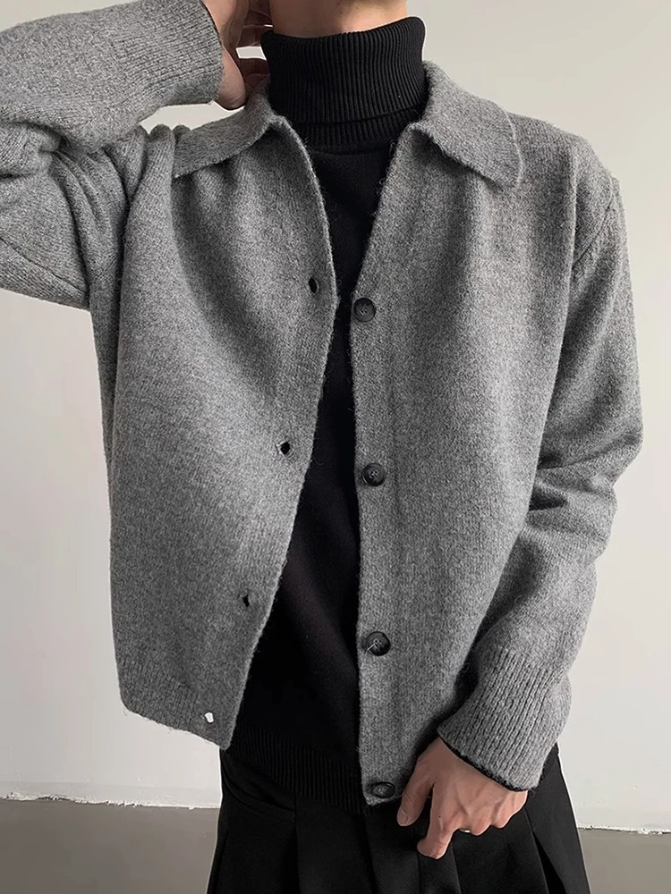 Vintage بدوره إلى أسفل طوق محبوك معاطف الرجال العصرية طويلة الأكمام بلون Sweatercoats للرجال في الهواء الطلق سترة بأزرار عادية