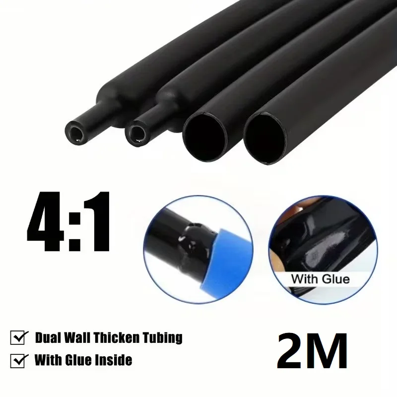 2 meters  4:1 Ratio Heat Shrink Cable Insulation Sealing Tubing Durable Electrical Insulator Tube for Wire And Cable Protection