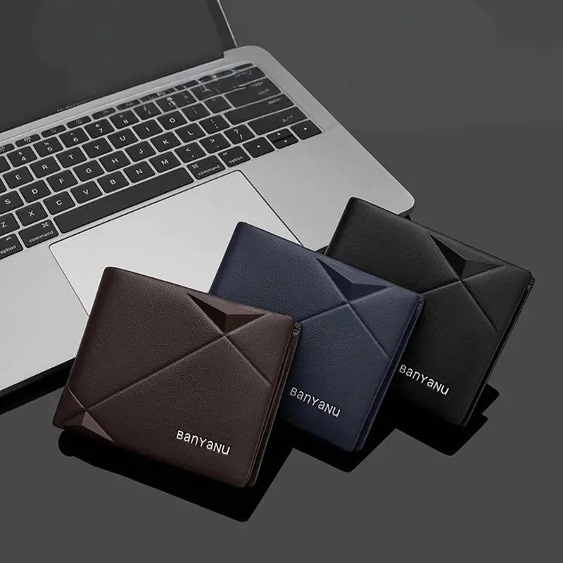Men's Wallet Multiple Compartments Genuine Leather Mini Purse Casual Design Bifold Wallet Brand Short Slim Wallet