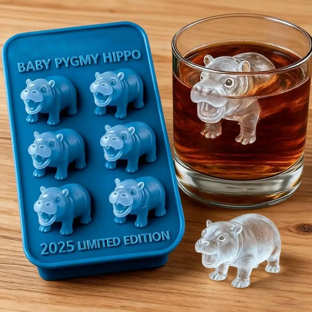 

Pygmy Hippopotamus Ice Mold, Hippopotamus Mold, 6-Compartment Silicone Ice Cube Tray, Party Drinks And DIY