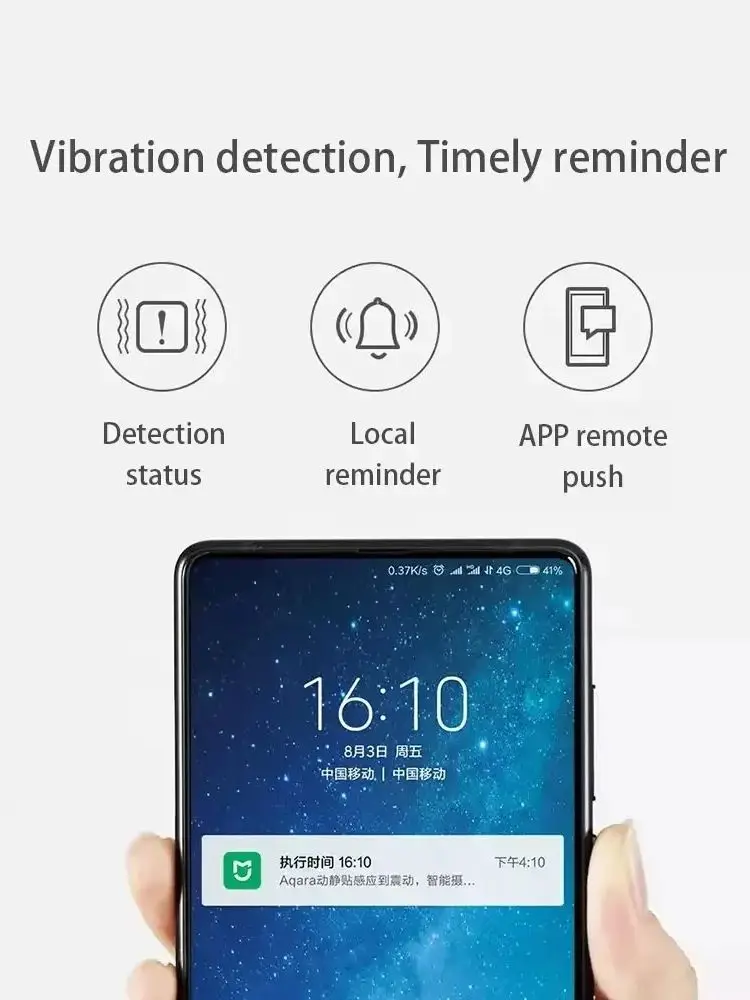 Aqara Vibrationssensor Zigbee Wertsachen-Alarmmonitor Erkennung von Stoß- und Bewegungssignalen Fernbedienung Kompatibel mit Apple Homekit Mi Home APP