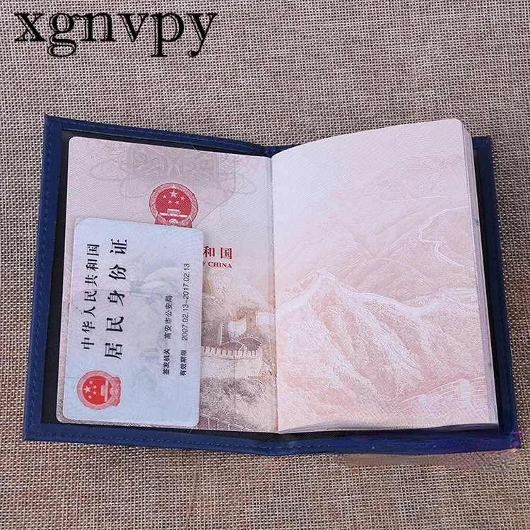 Xgnvpy Funda de cuero para pasaporte, portatarjetas de identificación, funda protectora, billetera para tarjetas de crédito, accesorio Unisex