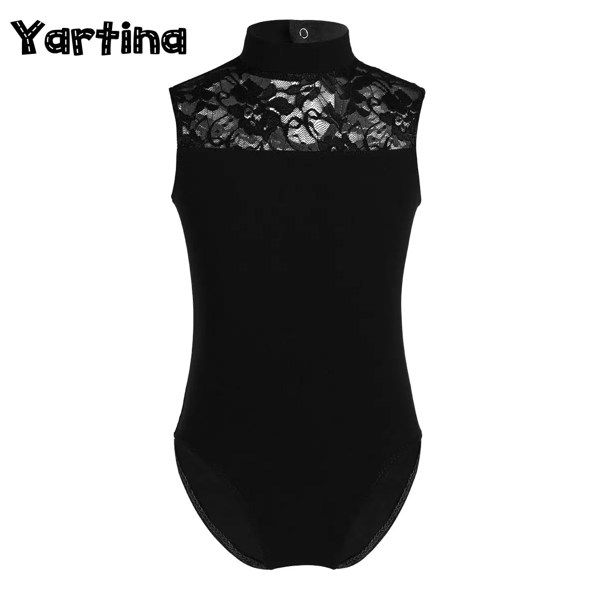 Kids Girls Gymnastics Leotard Floral Lace Ballet Dance Costume Tight Fitting Jumpsuit Basic Gym Body Tops Tight Fitting Jumpsuit