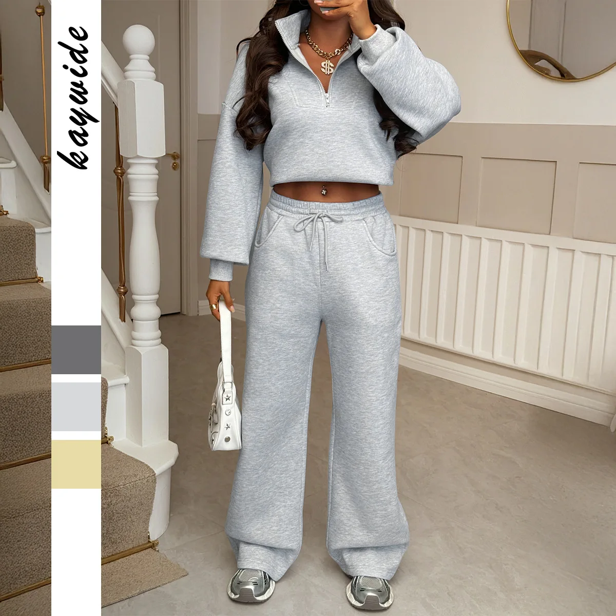 

Sporty Minimalist Long-Sleeve Hoodie Set with Sweatshirt Top and Pants for Women 2025 New Arrival Fall/Winter Collection