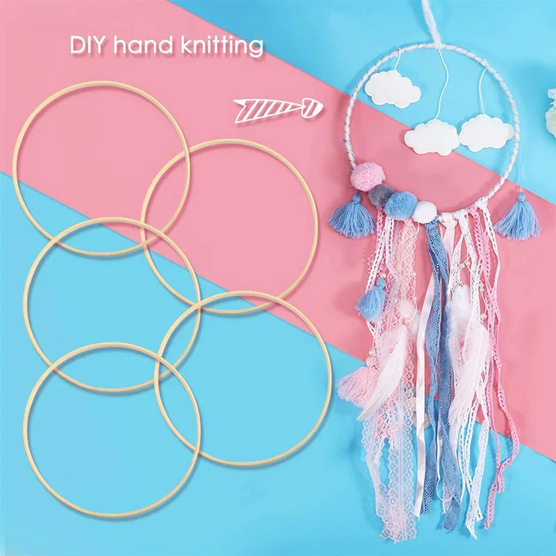 

12PCS Wooden Bamboo Dreamcatcher Rings Hoops Round For Dream Catcher Home Craft DIY,Party Decoration