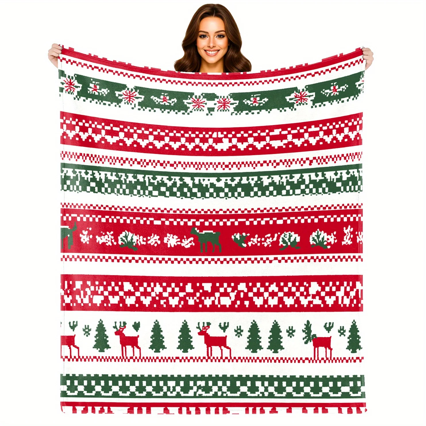 1pc 2DChristmas Print Blanket Ultra Soft Machine Washable Fade Proof Large Size Sofa Throw Pet Safe Removable Washable Cooling B
