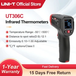 Termómetro infrarrojo UNI-T UT306S UT306C medidor de temperatura Digital láser Industrial sin contacto probador de pistola de temperatura-50-500