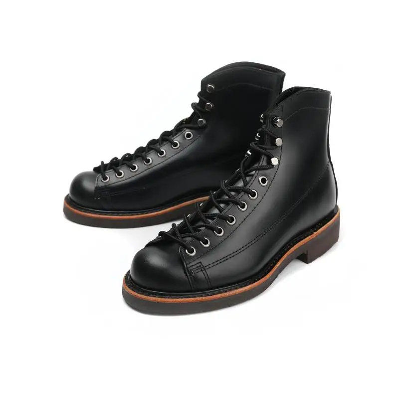 

Amekaji Wear Work Shoes Retro Japanese High-Top round Head Locomotive Cowhide Ankle Boots