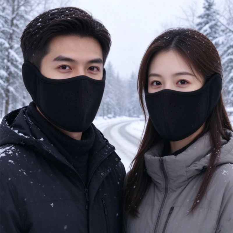 Warm Face Mask Men Women Winter Outdoor Sports Cycling Running Face Mask Windproof Breathable Fleece Ears Protection Face Warmer