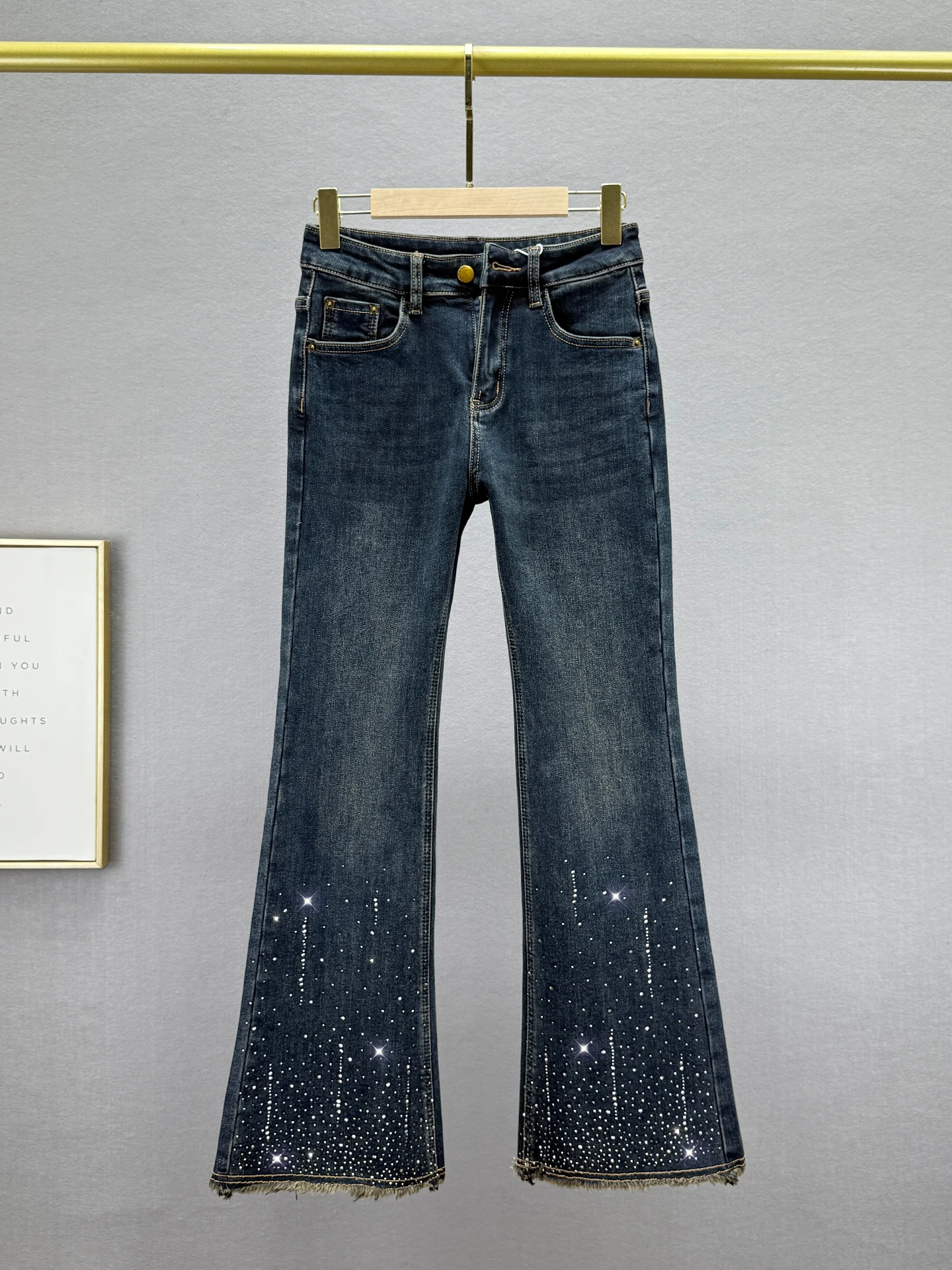 

Женские модные зимние джинсы с высокой талией и флисовой подкладкой, облегающие, с легким клешем, эластичные, с термообработкой и эффектом бриллиантового блеска