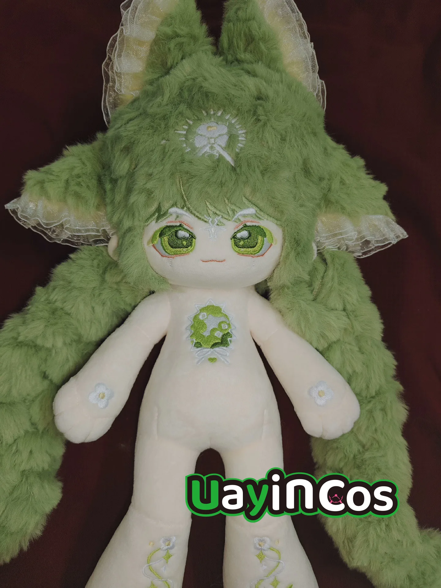 Anime Angel Elf Monster zhu yi Cute Green Ear Hair Girl Stuffed 30cm Long Legs Plushies Plush Cotton Doll Body Toy For Kids Gif