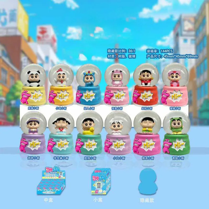 

Новый карандаш Шин Чан с героями мультфильмов, милый универсальный Шин Чан, хрустальный шар, слепая коробка, настольный светящийся орнамент, студенческий подарок-сюрприз