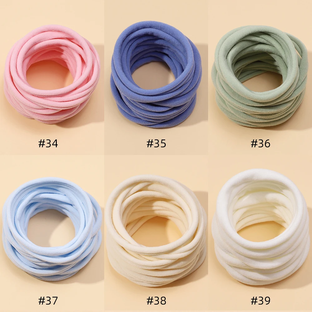 10Pcs/lot New Solid DIY Nylon Traceless Stretchy Head Bands for Newborn Baby Girl Elastic Rubber Bands for Kids Baby Accessories