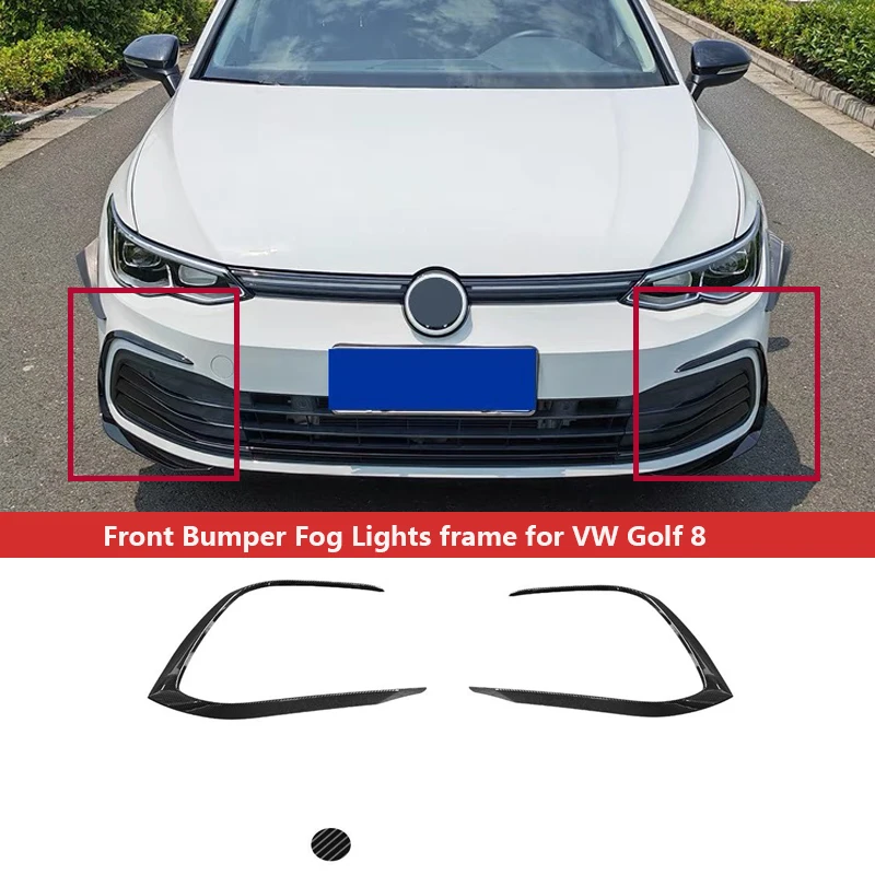 

2 pcs glossy black Front Bumper Fog Lights Lamps Eyelid Decor Frame Cover Trim For VW Volkswagen Golf 8 MK8 2020 - 2023