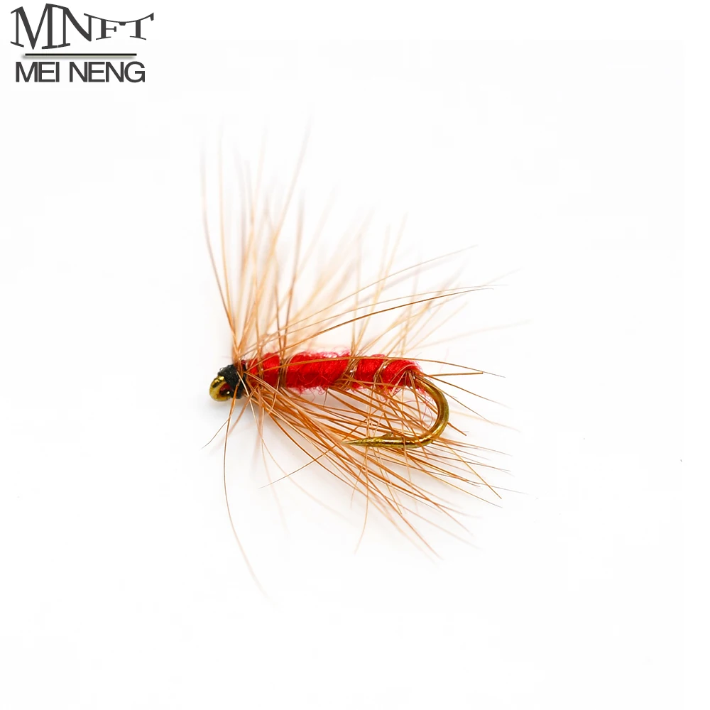 

MNFT 10Pcs 14# Red Body Griffith's Gnat Trout Fishing Dry Flies Fishing Lure Artificial Bait