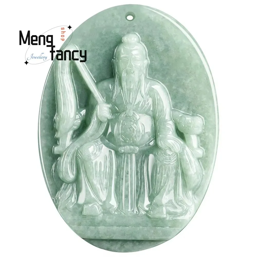 Natural A-goods Jadeite Taishang Laojun Jade Pendant Retro Simple Exquisite Engraver Handicraft Best Selling Fashion Jewelry