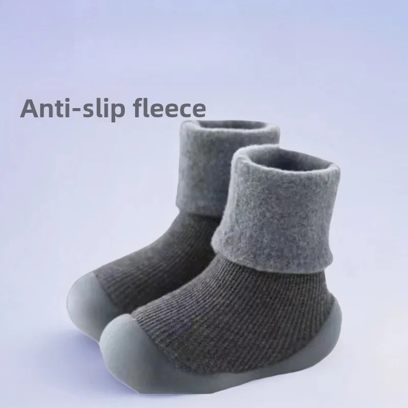 

2025 Baby Fleece-Lined Sock Shoes | Winter Non-Slip First Walkers with Cotton Sole, Warm Learning Footwear