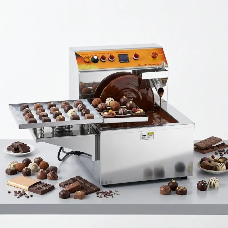 Chocolate Temperature Control Melting Machine with Integrated Shaking Table and Dipping Function for Commercial Use
