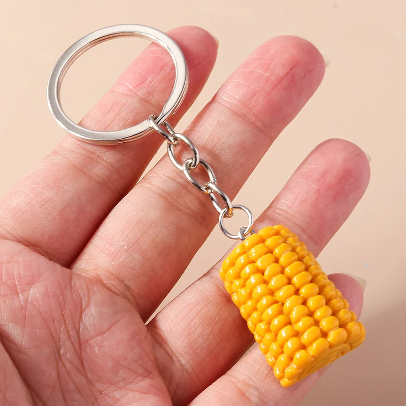 Cute Simulation Vegetable Keychains Resin Food Corn Charms Keyrings Souvenir Gifts for Women Men Car Key Handbag Key Chains