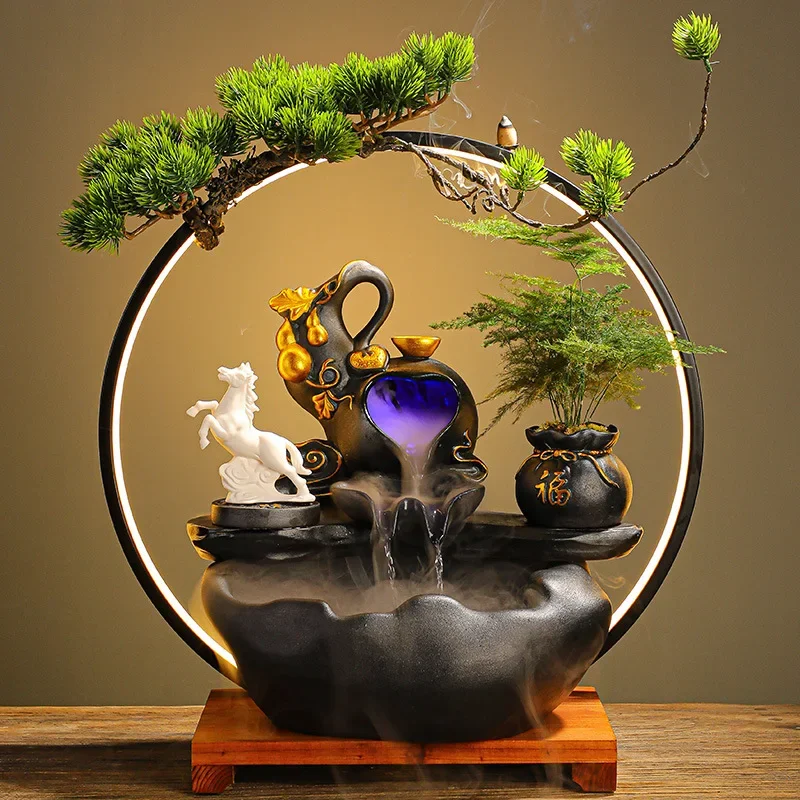 Chinese flowing water fountain ornaments creative living room entrance office humidifier housewarming new home opening gifts