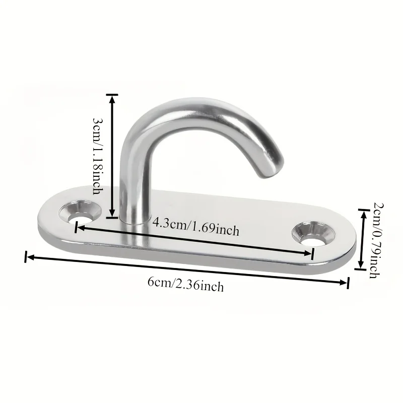 2Pcs Durable Stainless Steel Hook Mount Heavy Duty Hanging Kit Chandel Hammock Ceiling Hook Ceiling Fan Ceiling