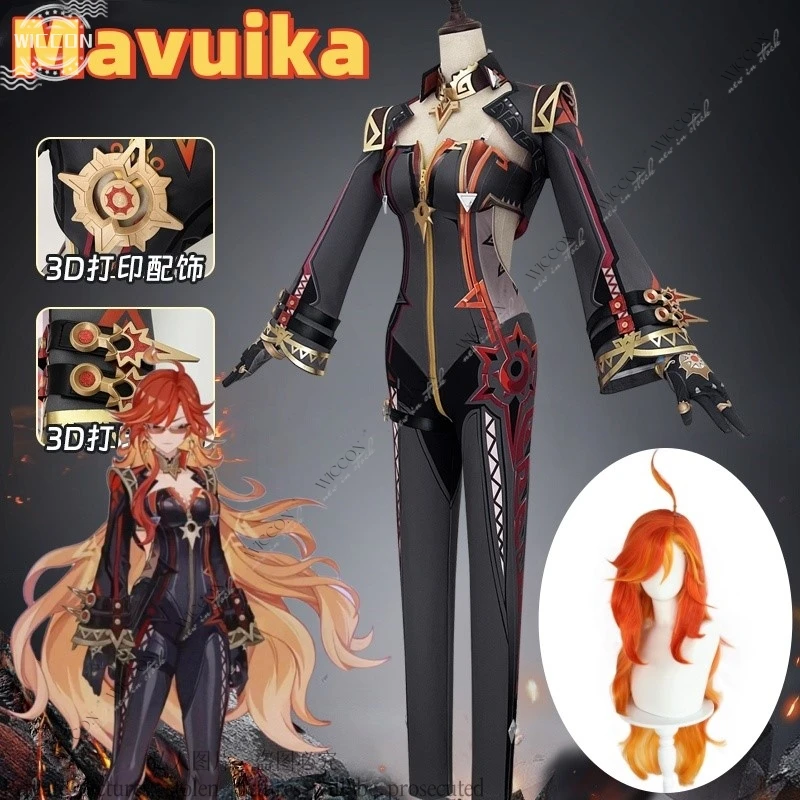 

Mavuika Genshin Impact Mavuika Cosplay Costume Wig God of War Red Yellow Hair Gloves Earring Bracelet Accessories Game Halloween