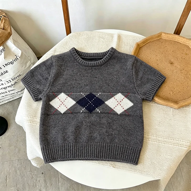 retro-design-rhombus-pattern-girls-sweater-with-sleeve-covers-soft-comfortable-warm-thickened-knitted-grey-color-children-clo