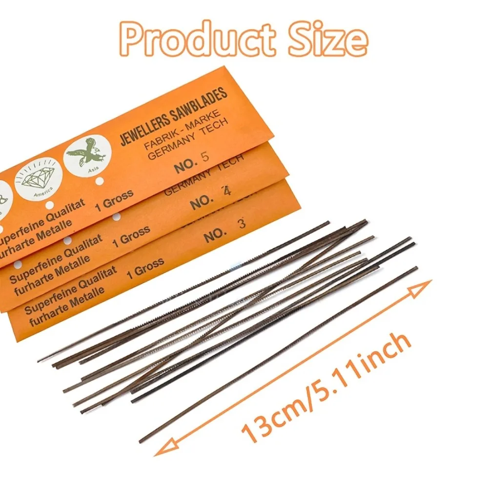 12pcs Premium RoundBack Jewellery Saw Blades Hard Steel Finetooth Saw Wire Accessories for Goldsilver Metal Cutting DIY Craft